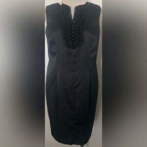 Connected Apparel Black Ruffled Midi Dress